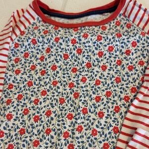 Mini Boden Floral and Striped Kids Shirt sz 6/7 euc